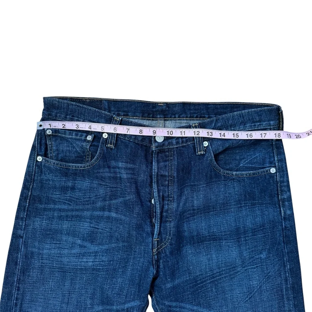Levi's 501 100% Cotton Button Fly Straight Jeans‎ Dark Blue 36 x 34